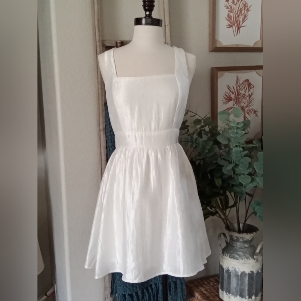 White Sleeveless Sundress for Wedding Guest